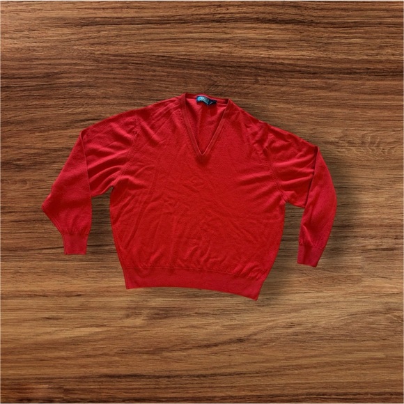 Vintage Byford V Neck Sweater Men XL Red Pullover Casual Jumper Travel Real Wool - Picture 2 of 16